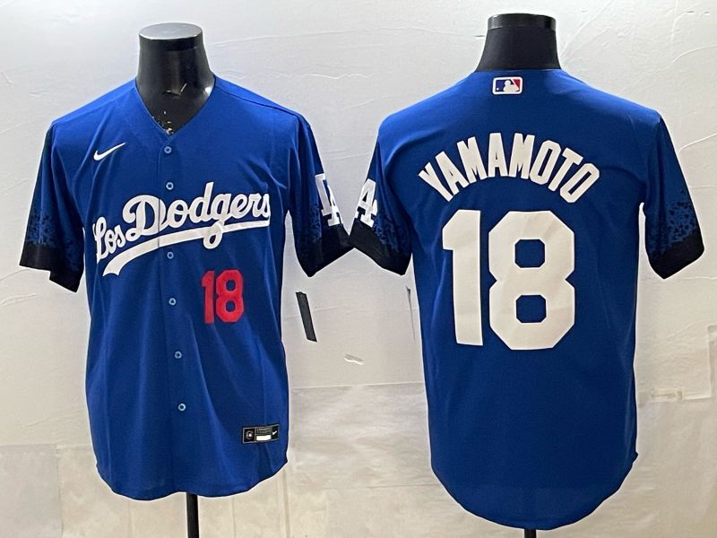 Men 2026 Nike Los Angeles Dodgers #18 Yamamoto Blue Game MLB Jersey 011->los angeles dodgers->MLB Jersey